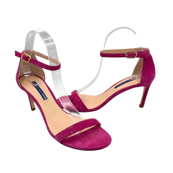 Stuart Weitzman Shoes - Stuart Weitzman Nudist Raspberry Pink Suede Leather Ankle Strap Open Sandals